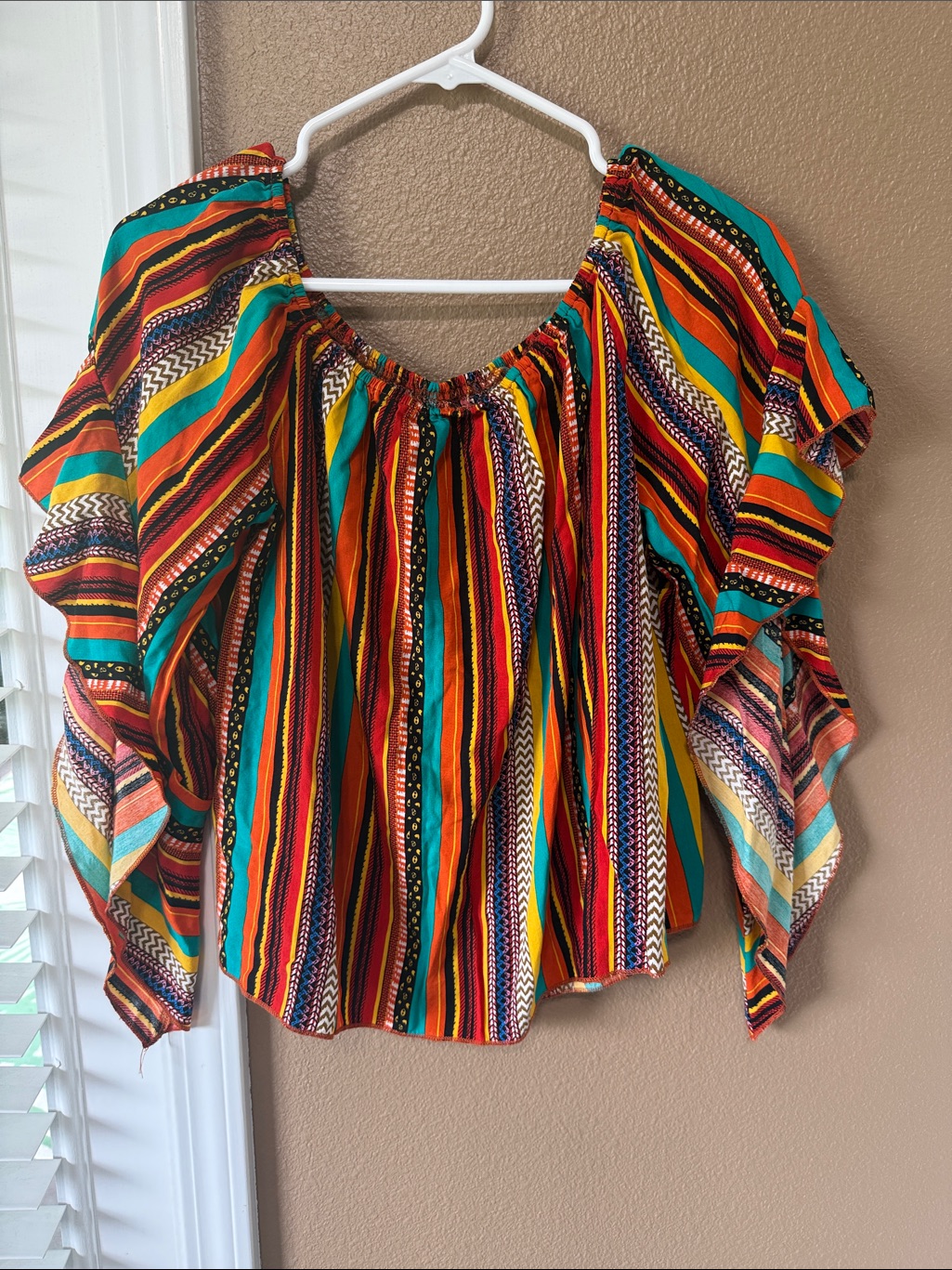 7/$10!! Boho Striped Off-Shoulder Top In Multicolor